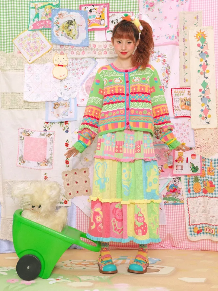 Colorful Cartoon Knitted Cake Skirt