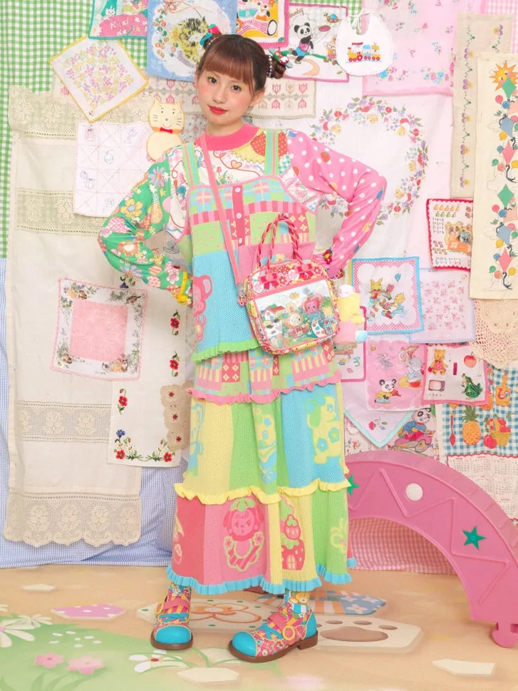 Colorful Cartoon Knitted Cake Skirt
