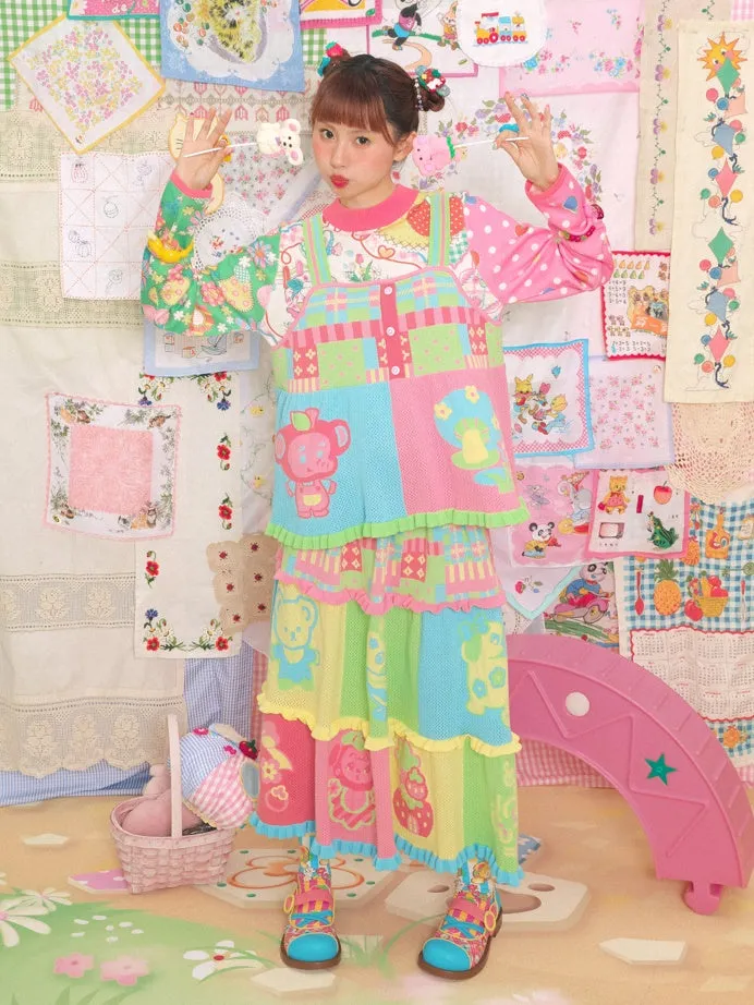 Colorful Cartoon Knitted Cake Skirt