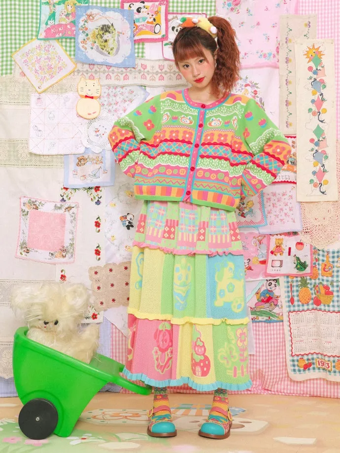 Colorful Cartoon Knitted Cake Skirt