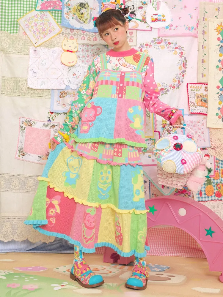 Colorful Cartoon Knitted Cake Skirt