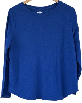 Cool Winter Regal Blue Slub Knit Long Sleeve Tee