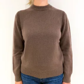 Cos Mocha Brown Heavy Knit Cashmere Crew Neck Jumper Small