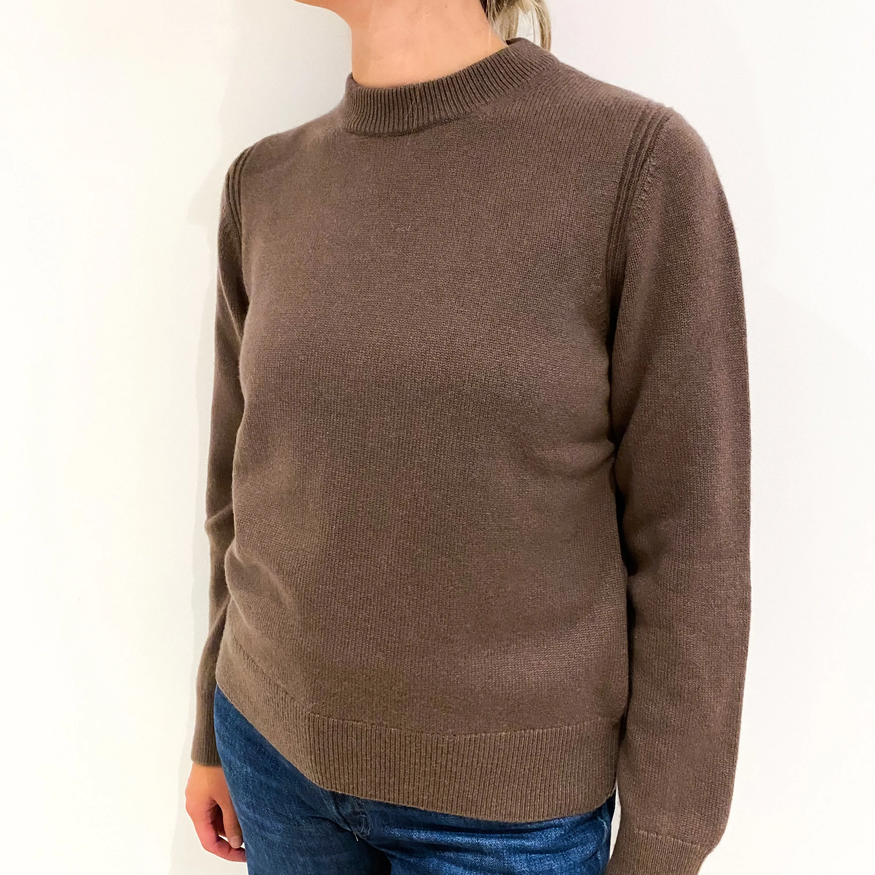 Cos Mocha Brown Heavy Knit Cashmere Crew Neck Jumper Small