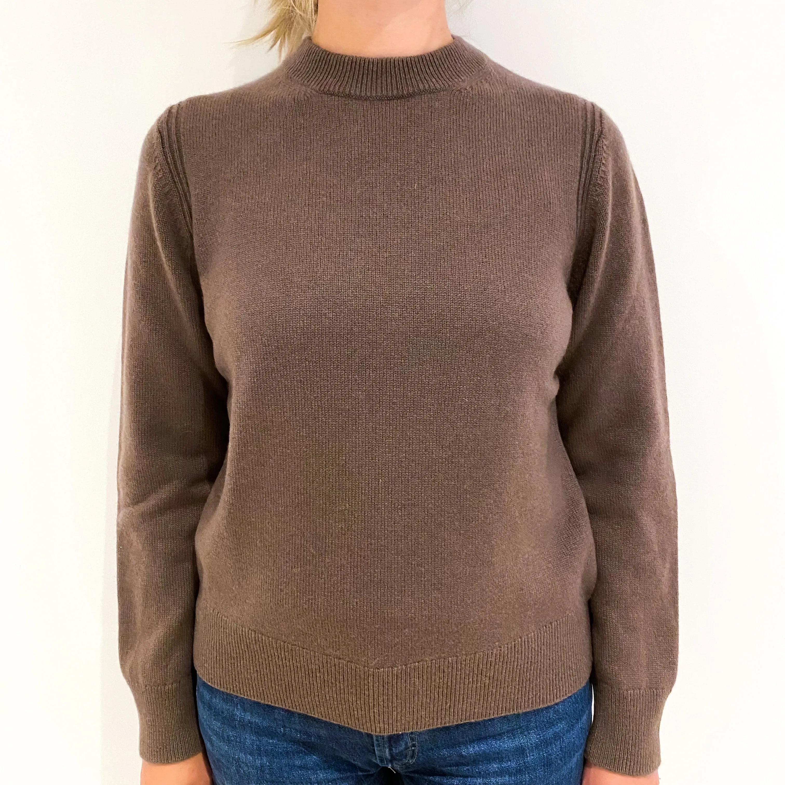 Cos Mocha Brown Heavy Knit Cashmere Crew Neck Jumper Small
