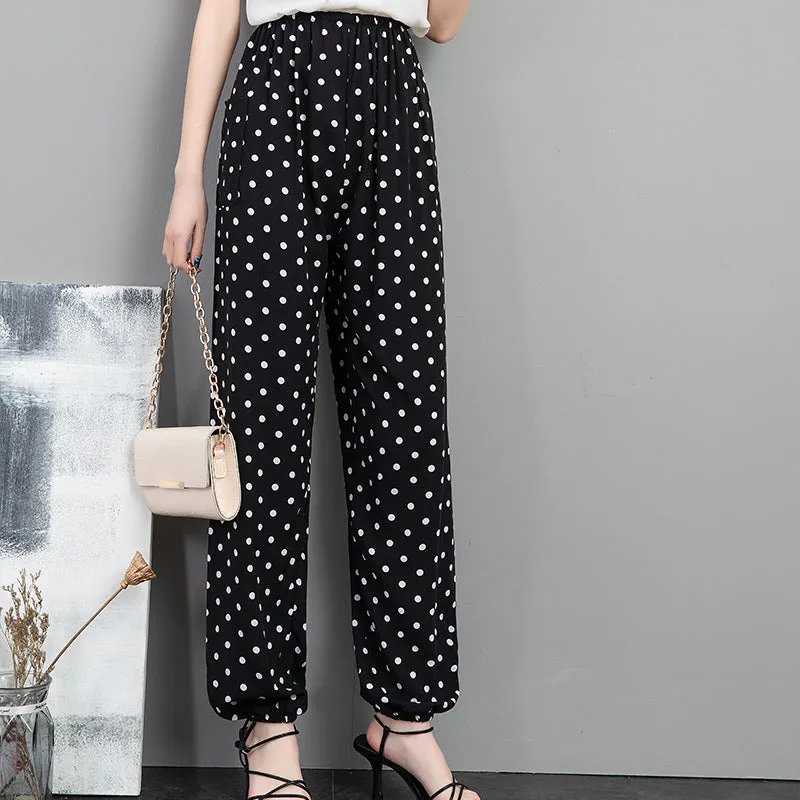 Cotton Anti Mosquito Pants Lantern High Waist Slim Look Loose Casual Harem Cultural Style Plus Size Printed Women Summer Pants