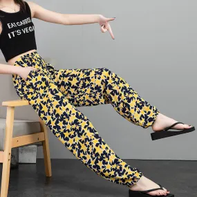 Cotton Anti Mosquito Pants Lantern High Waist Slim Look Loose Casual Harem Cultural Style Plus Size Printed Women Summer Pants
