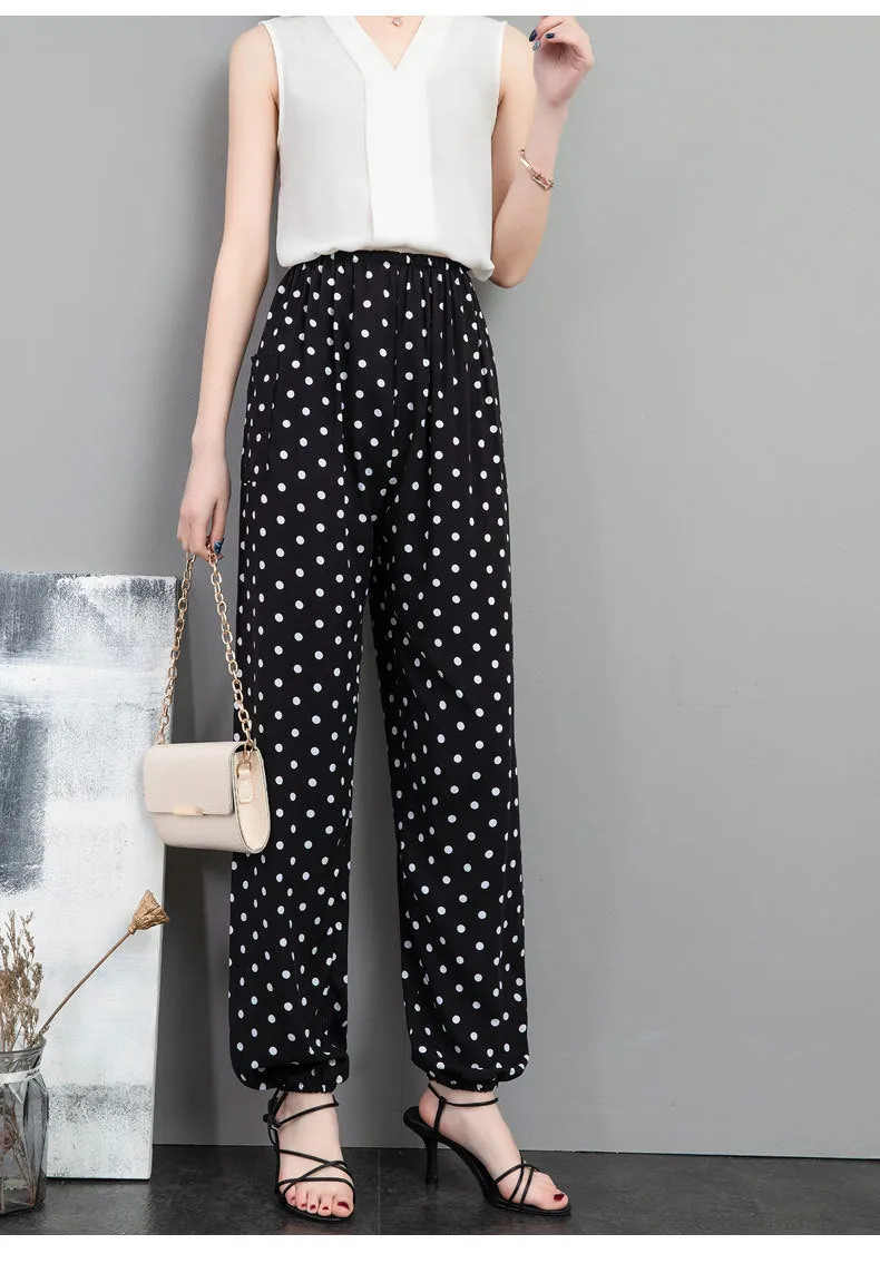 Cotton Anti Mosquito Pants Lantern High Waist Slim Look Loose Casual Harem Cultural Style Plus Size Printed Women Summer Pants