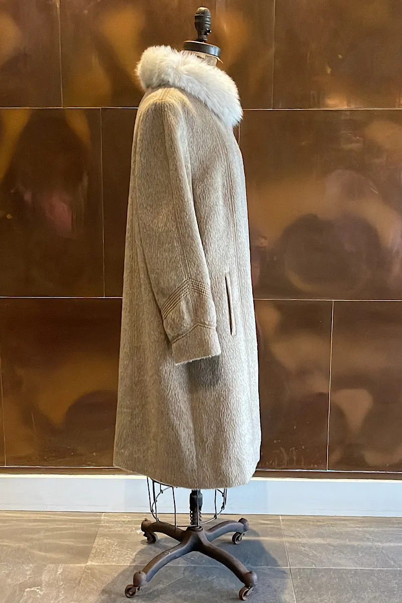 Cream Lama with Fox Collar Coat