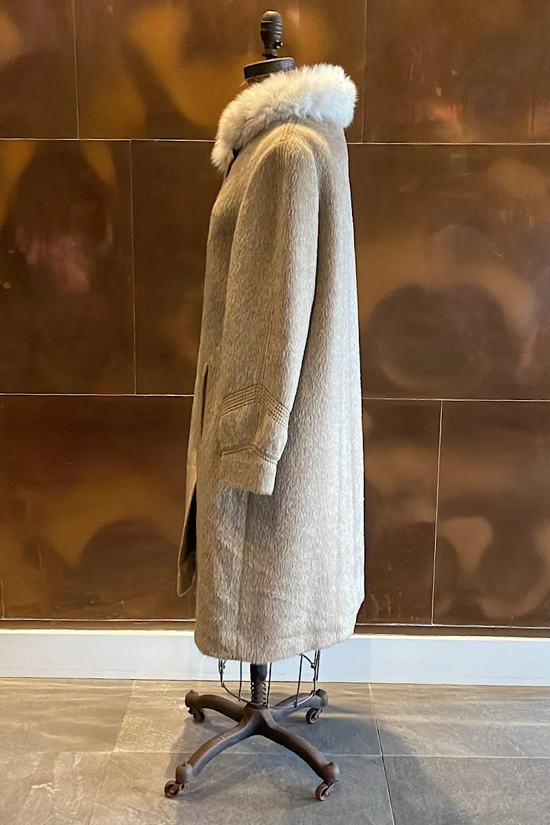 Cream Lama with Fox Collar Coat