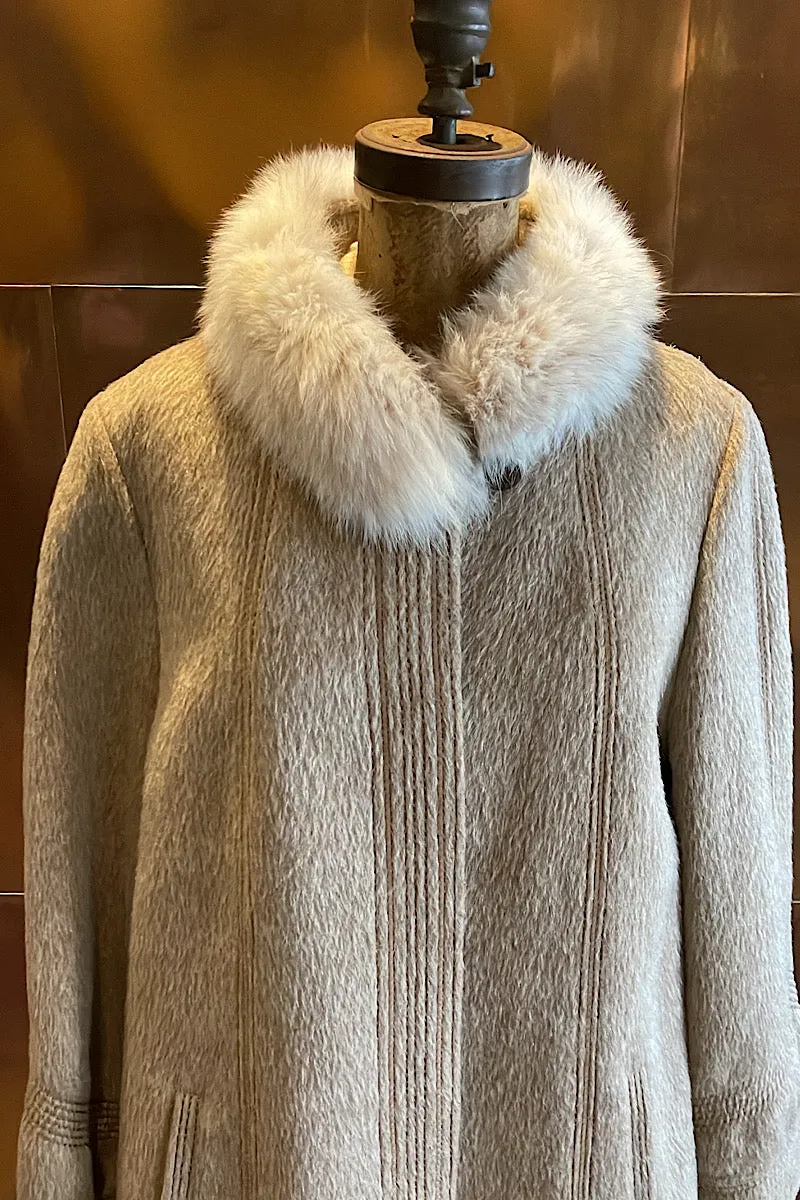 Cream Lama with Fox Collar Coat