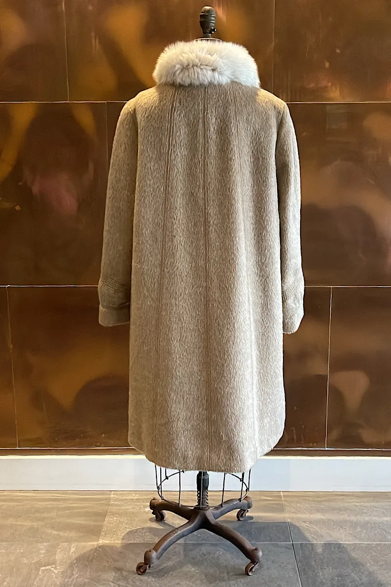 Cream Lama with Fox Collar Coat