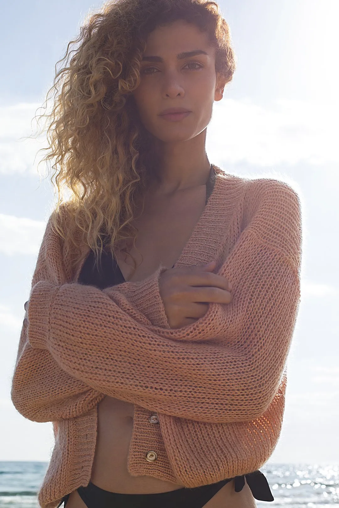 Cropped Cardigan in Apricot