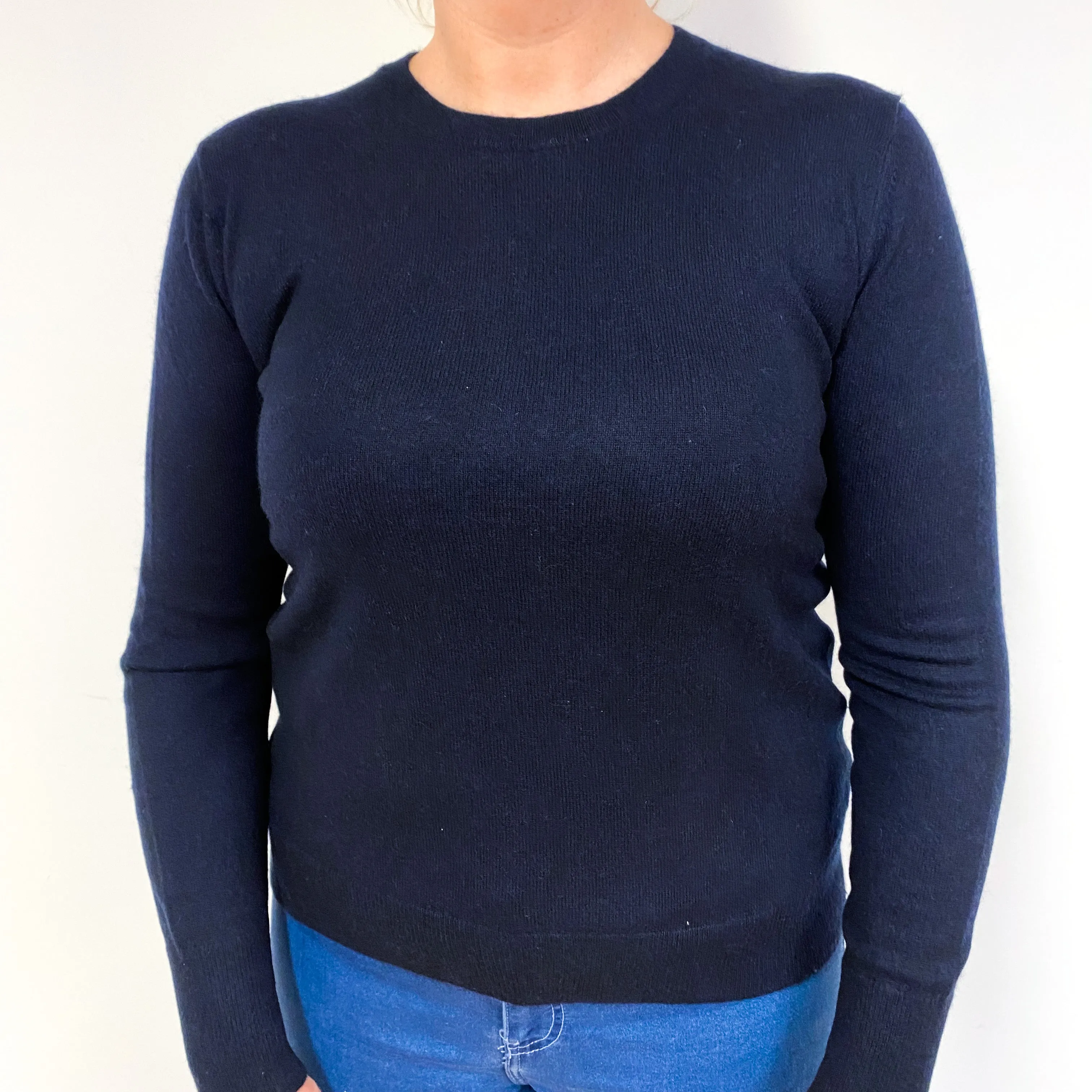 Dark Navy Cashmere Crew Neck Jumper Large