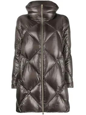 diamond-quilted padded coat
