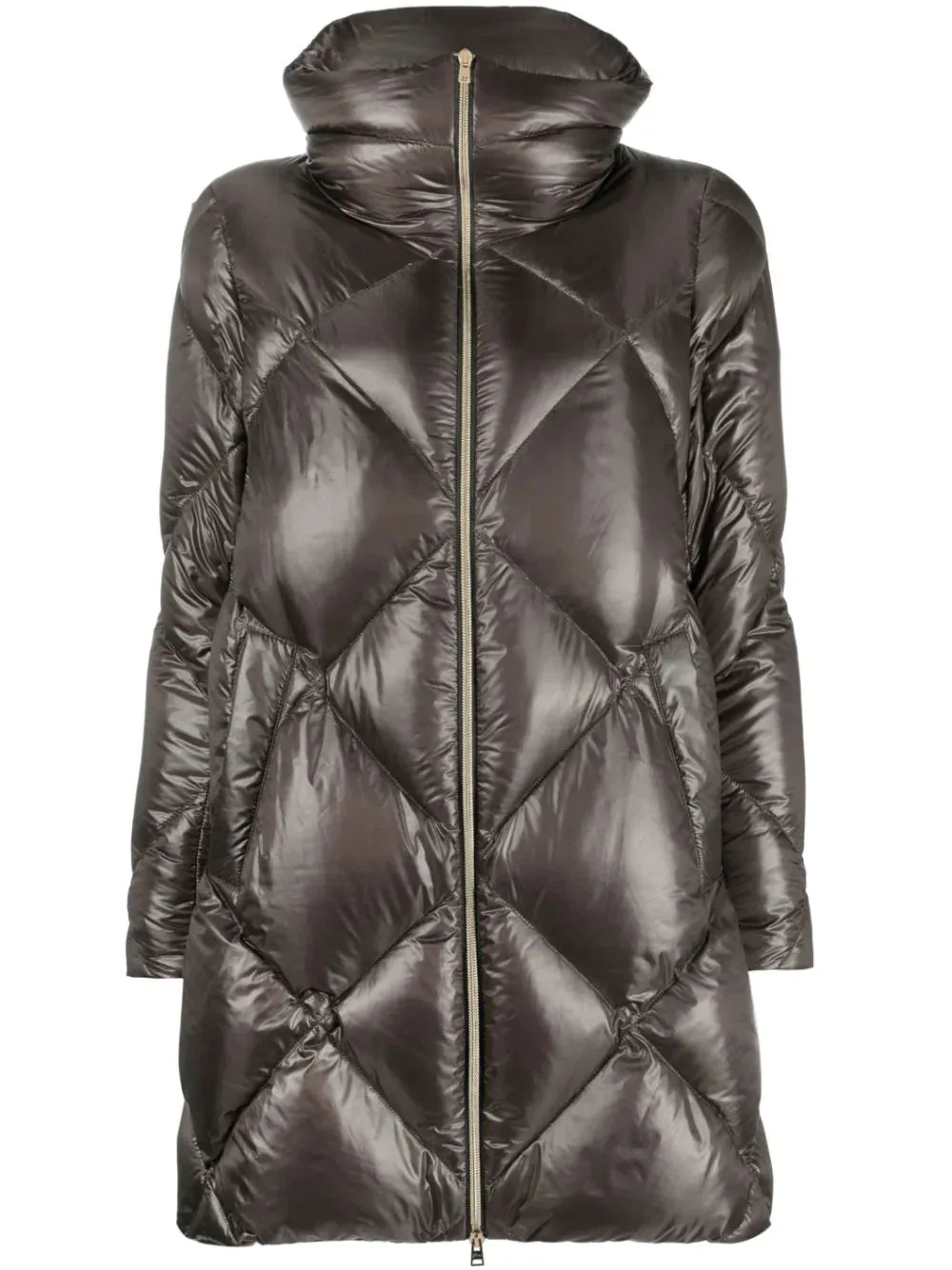 diamond-quilted padded coat