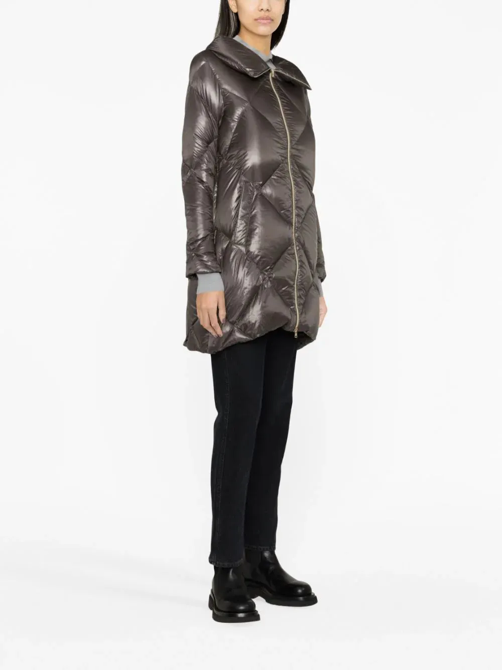 diamond-quilted padded coat