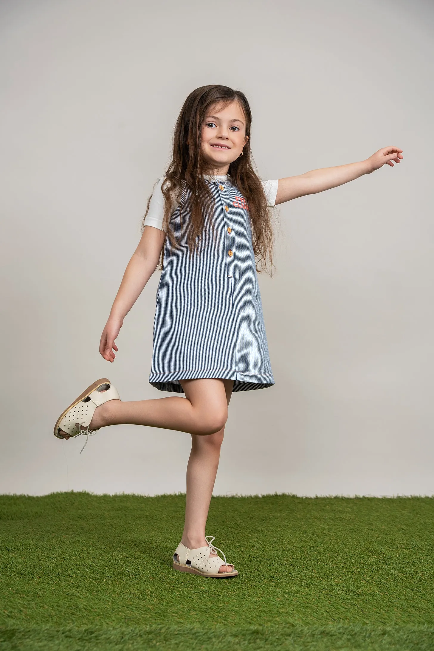 dress stripe woven jumper - denim