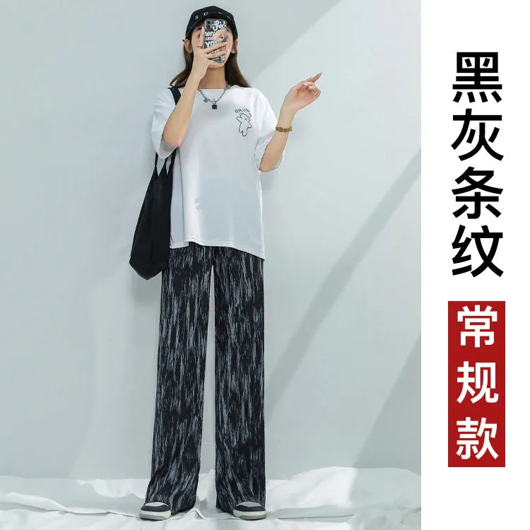 Dye Wide Leg Pants Women Summer Thin Loose Straight All-Matching Slim Look High Waist Drape Casual Floor Length Pants