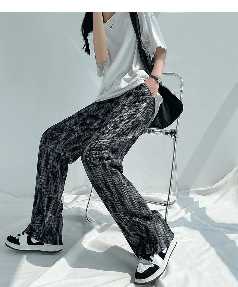 Dye Wide Leg Pants Women Summer Thin Loose Straight All-Matching Slim Look High Waist Drape Casual Floor Length Pants