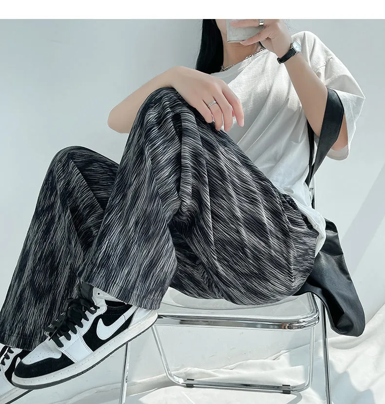 Dye Wide Leg Pants Women Summer Thin Loose Straight All-Matching Slim Look High Waist Drape Casual Floor Length Pants