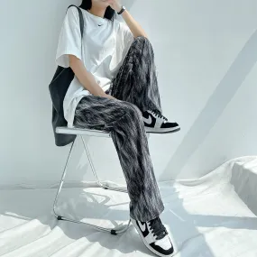 Dye Wide Leg Pants Women Summer Thin Loose Straight All-Matching Slim Look High Waist Drape Casual Floor Length Pants