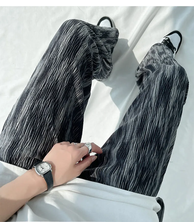 Dye Wide Leg Pants Women Summer Thin Loose Straight All-Matching Slim Look High Waist Drape Casual Floor Length Pants