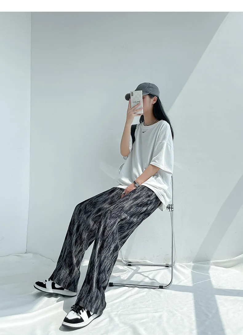 Dye Wide Leg Pants Women Summer Thin Loose Straight All-Matching Slim Look High Waist Drape Casual Floor Length Pants
