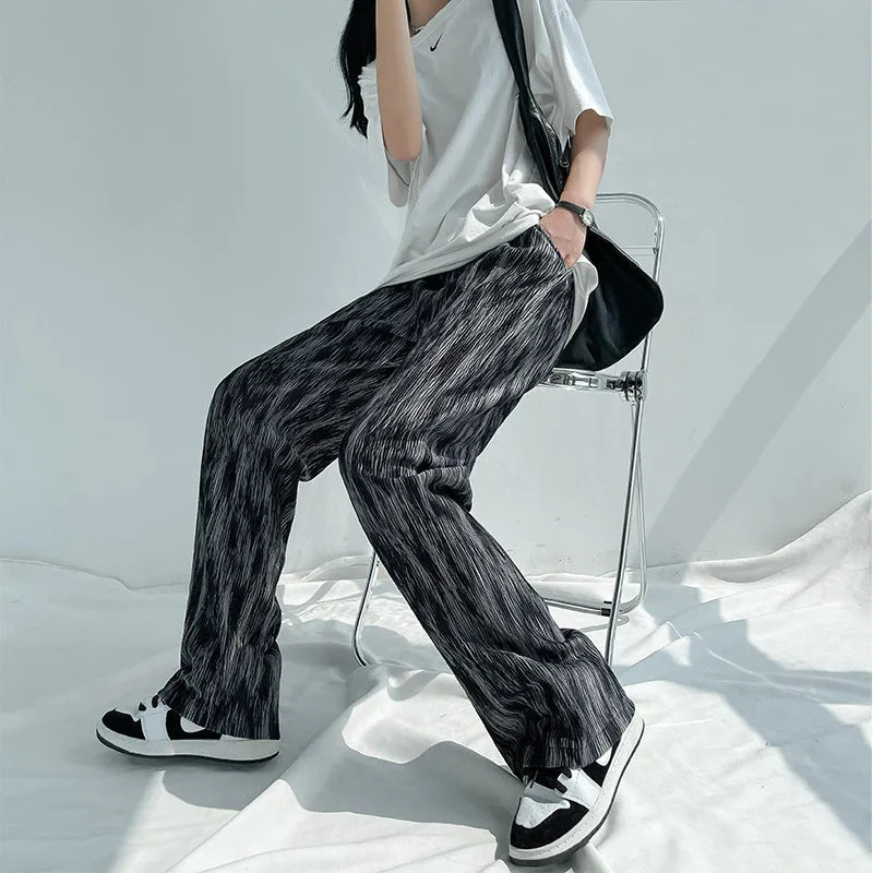 Dye Wide Leg Pants Women Summer Thin Loose Straight All-Matching Slim Look High Waist Drape Casual Floor Length Pants