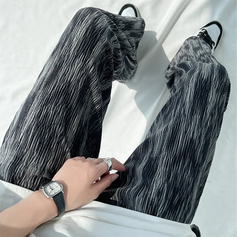 Dye Wide Leg Pants Women Summer Thin Loose Straight All-Matching Slim Look High Waist Drape Casual Floor Length Pants