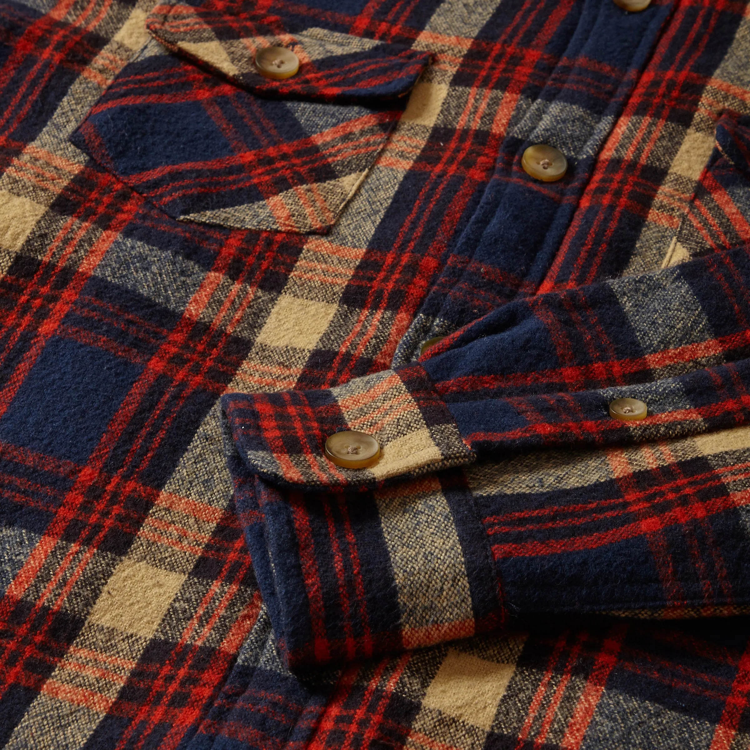 Edmund Sherpa Lined Jacket - Navy Red Tan (Final Sale)