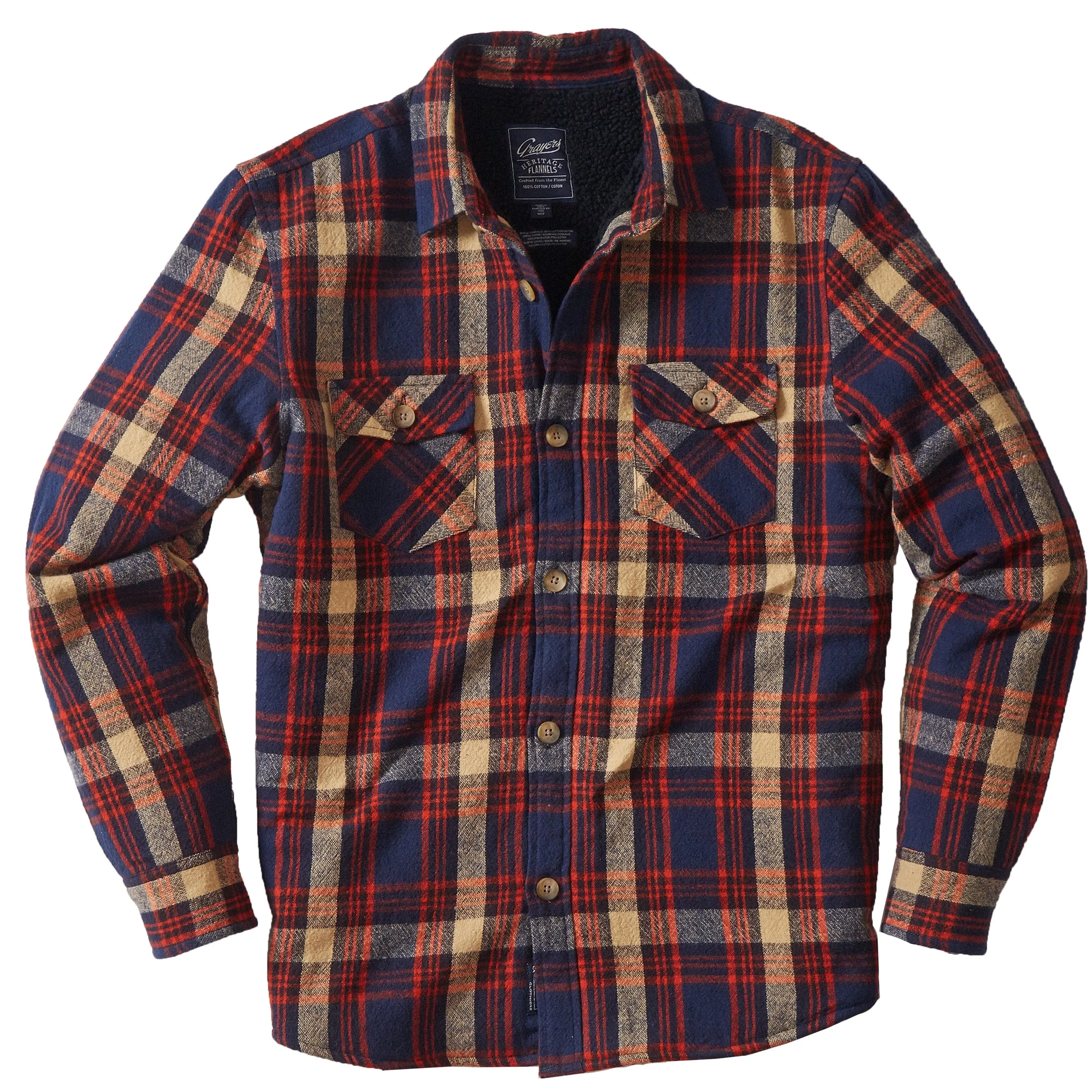 Edmund Sherpa Lined Jacket - Navy Red Tan (Final Sale)