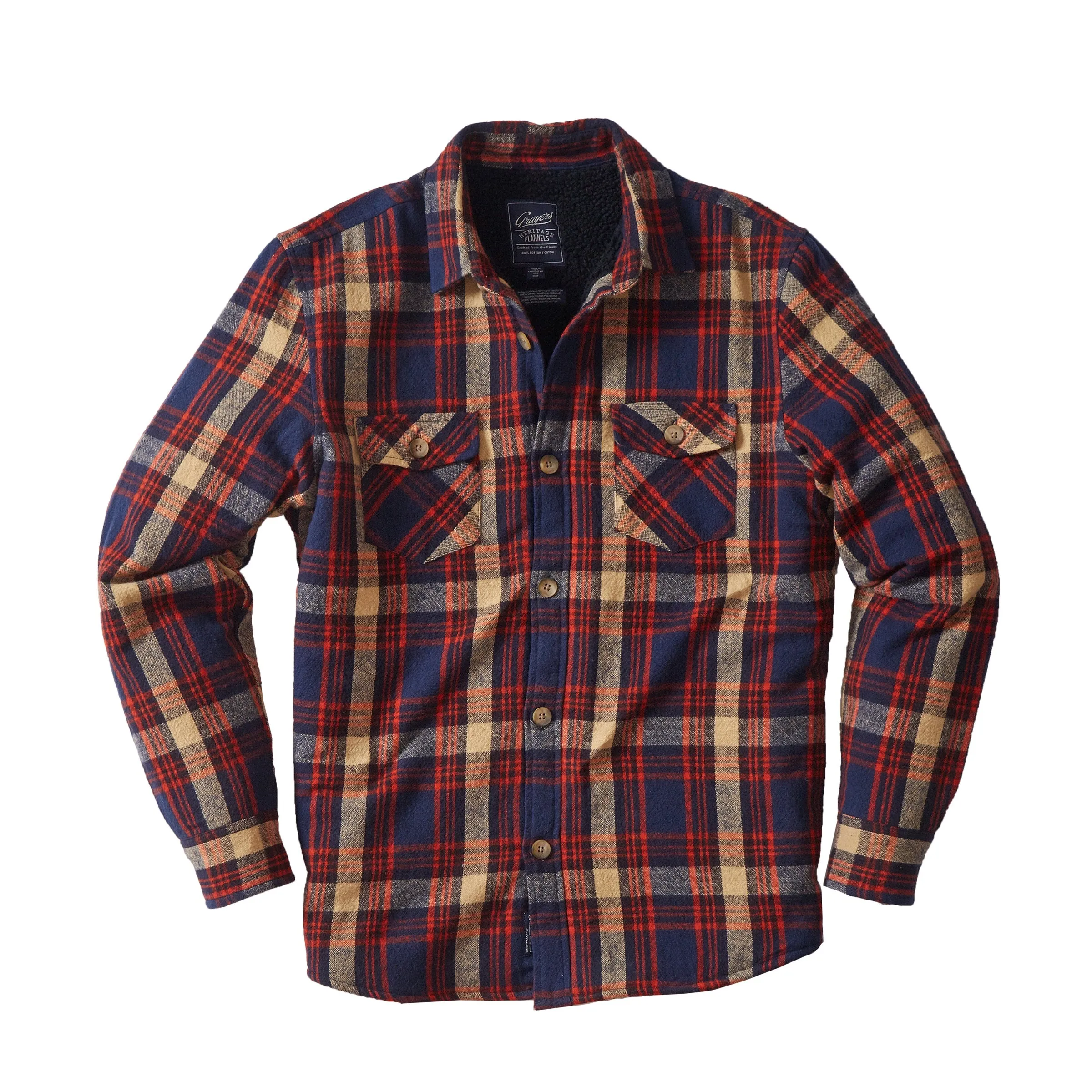 Edmund Sherpa Lined Jacket - Navy Red Tan (Final Sale)