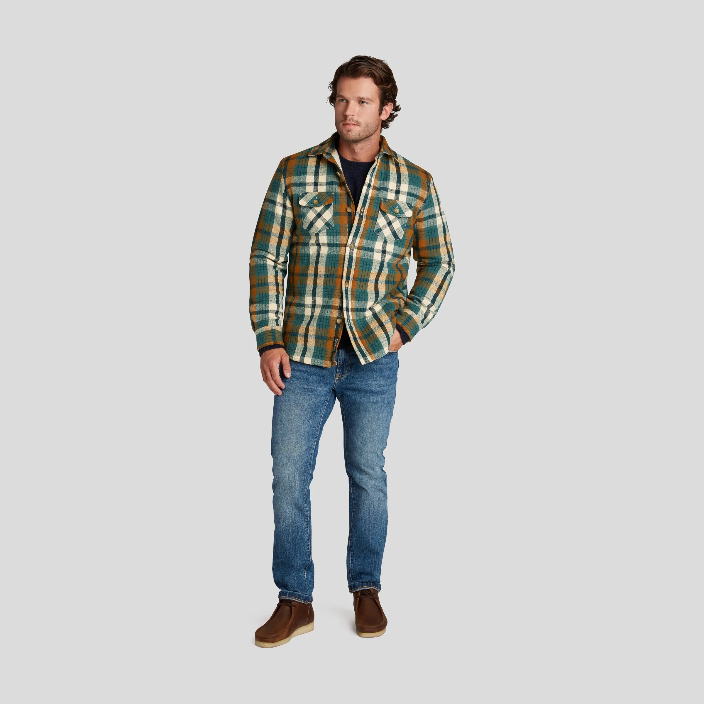 Edmund Sherpa Lined Shirt Jacket - Blue Biscuit (Final Sale)