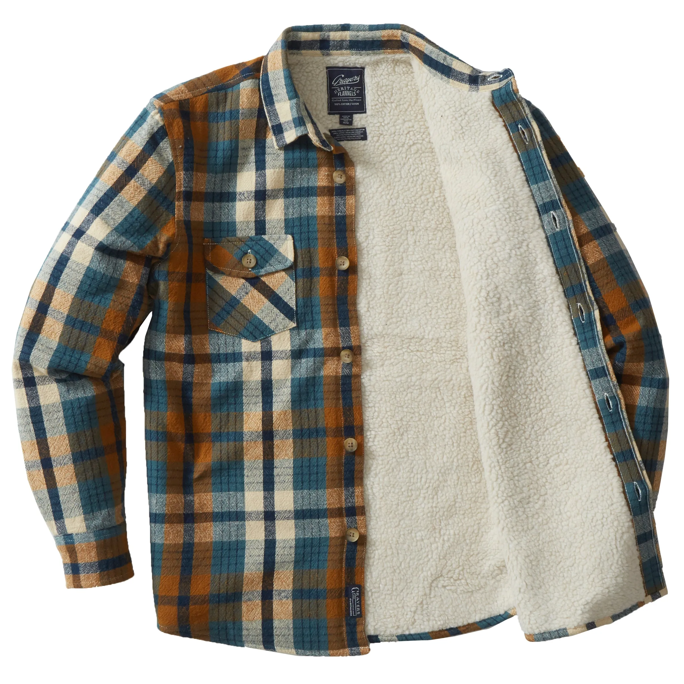 Edmund Sherpa Lined Shirt Jacket - Blue Biscuit (Final Sale)