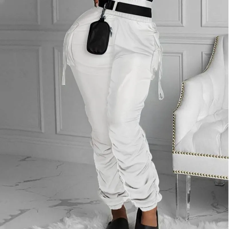 Elastic High Waist Ankle Banded Cargo Pants
