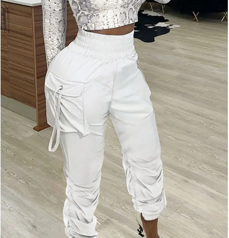 Elastic High Waist Ankle Banded Cargo Pants