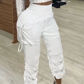 Elastic High Waist Ankle Banded Cargo Pants