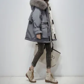 Emma Parka | Langer Steppmantel mit Pelzkragen für Damen