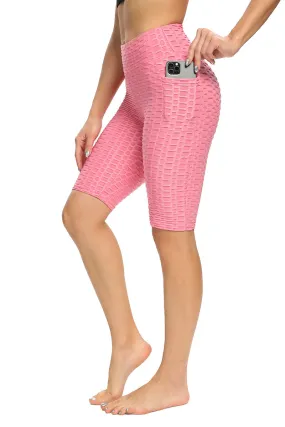Europe High Waist Breathable Hip-Flattering Quick Dry Sporty Fitness Yoga Leggings Slim Look Fitting Bubble Pants Mid-Length Women Activewear