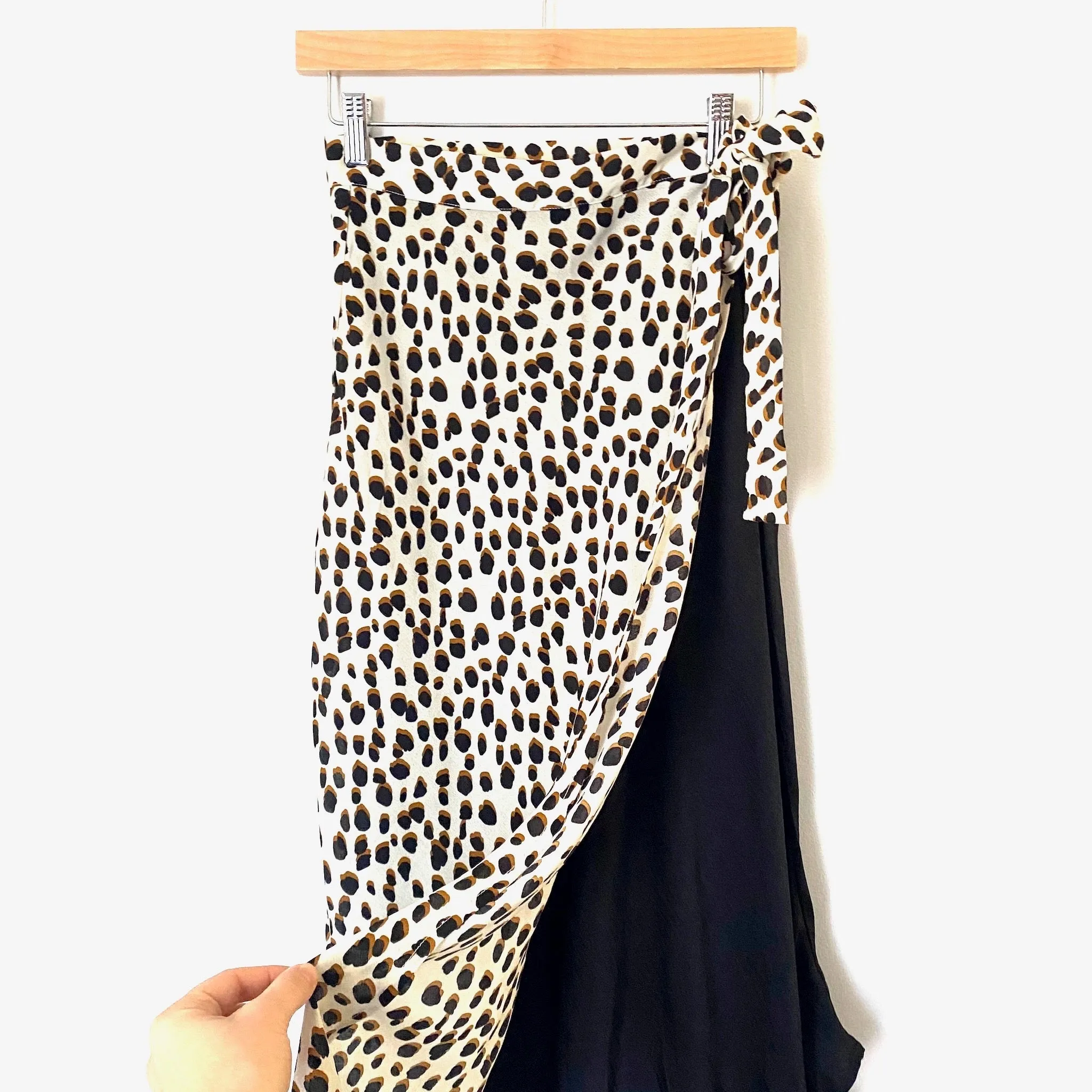 Fab'rik Animal Print Faux Wrap Lined Skirt- Size M