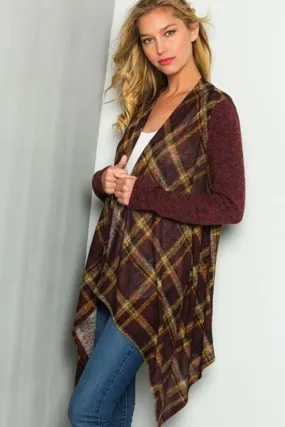 Feeling Like Fall Burgundy Plaid Cardigan