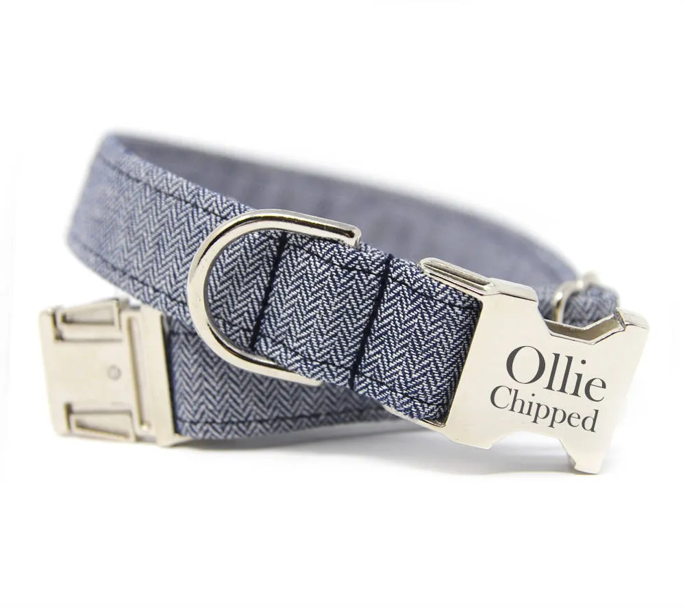 Flower Collar-Herringbone Navy