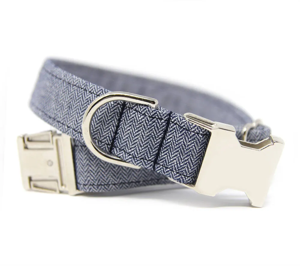 Flower Collar-Herringbone Navy