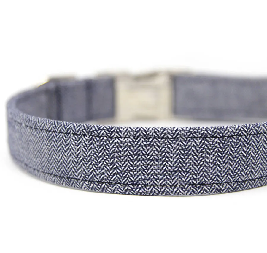 Flower Collar-Herringbone Navy