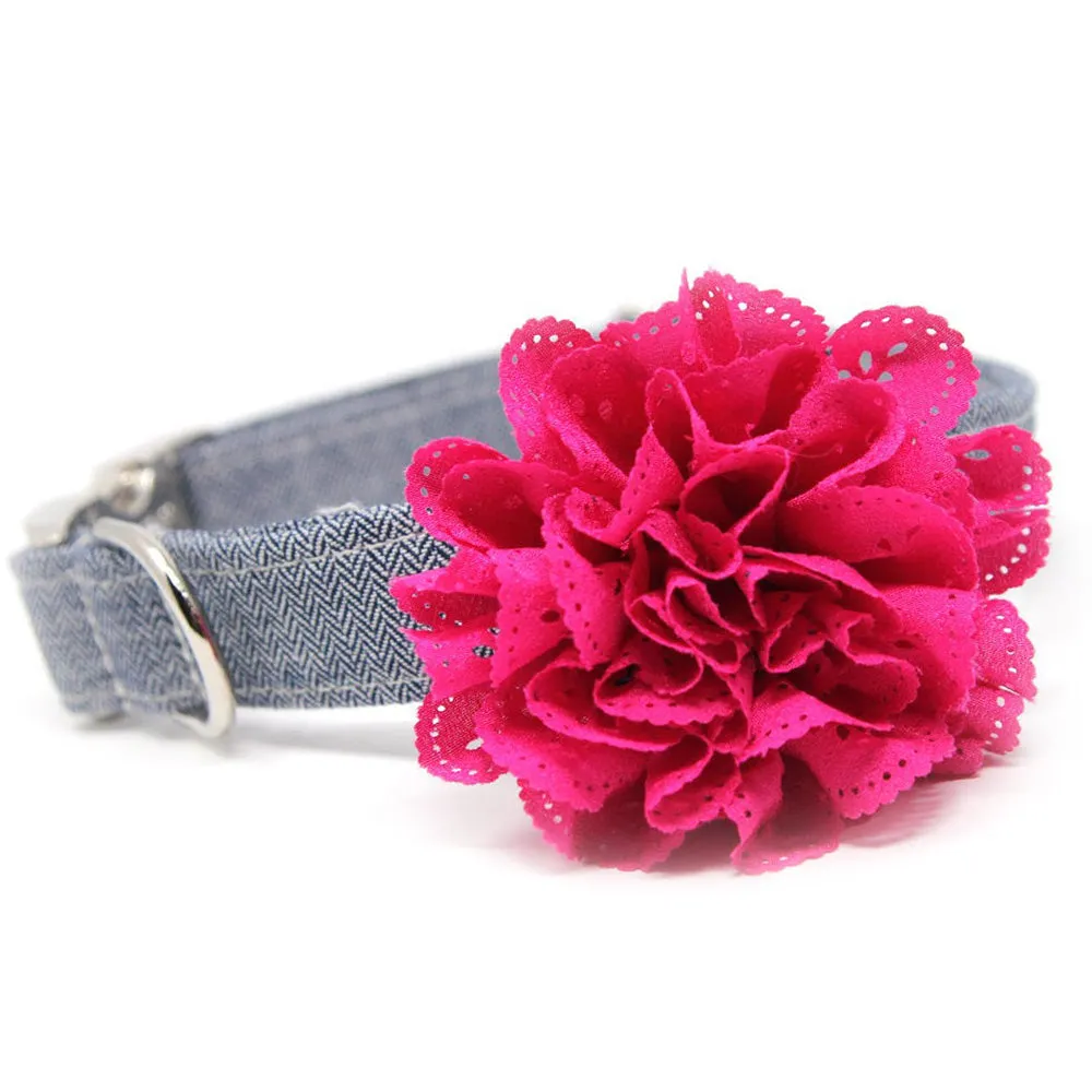 Flower Collar-Herringbone Navy