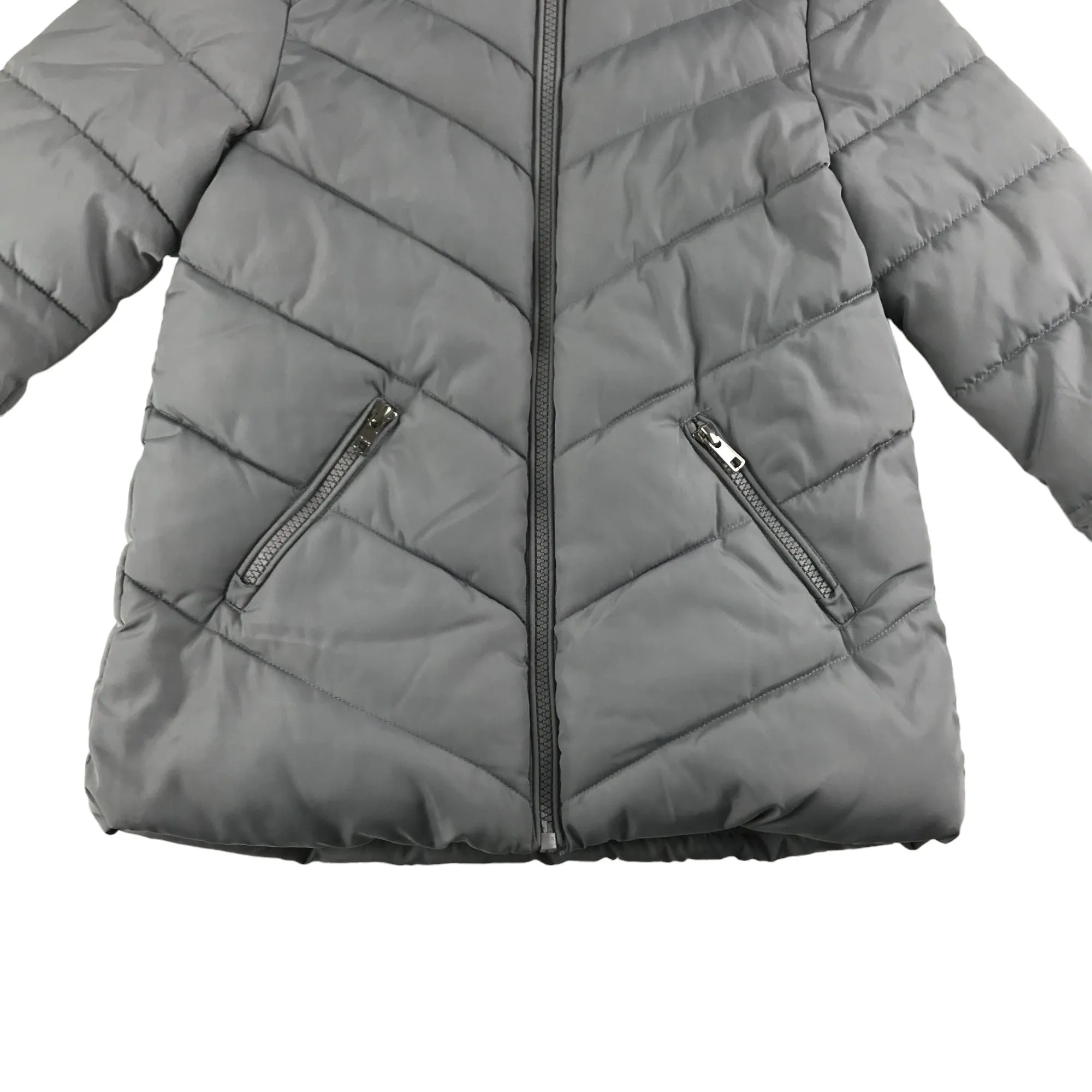 George Jacket Age 6 Grey Puffer Parka with Faux Fur Trim