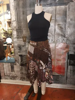 Handkerchief Patchwork Skirt - Stonewash Brown
