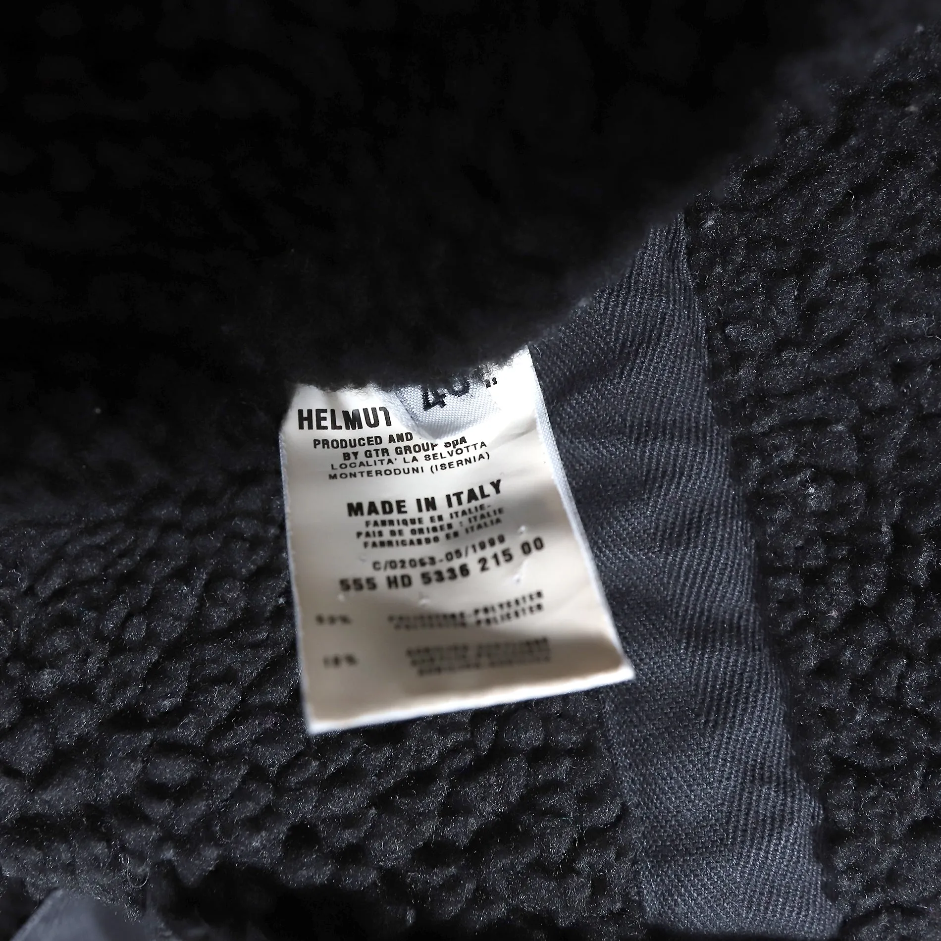 Helmut Lang FW98 Black Bondage Sherpa Lined Military Parka
