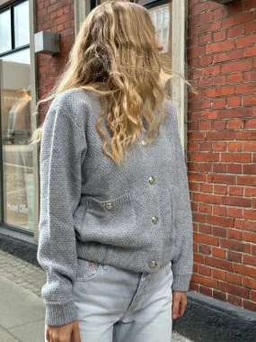 Hemisphere Cardigan R-neck - Grey Melange